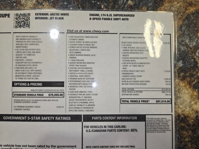 2017 Chevrolet Corvette Z06 Z06 3LZ