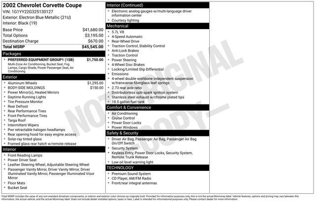 2002 Chevrolet Corvette NA