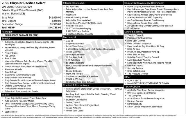 2025 Chrysler Pacifica Select