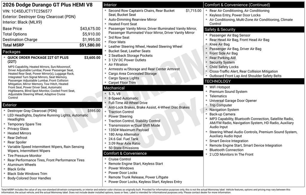 2026 Dodge Durango GT Plus HEMI V8