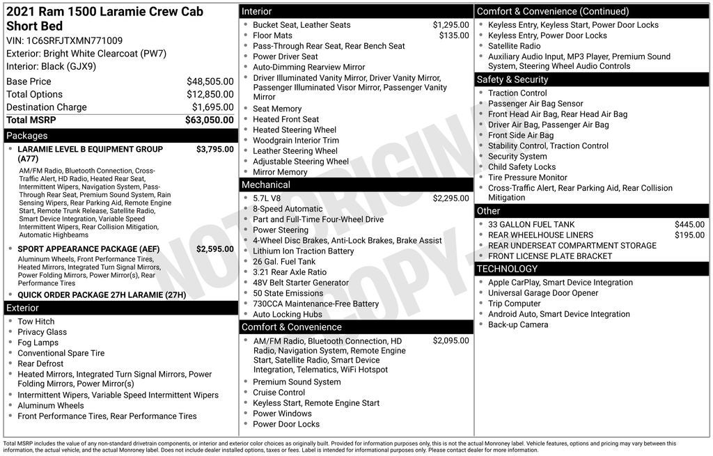 2021 RAM 1500 Laramie
