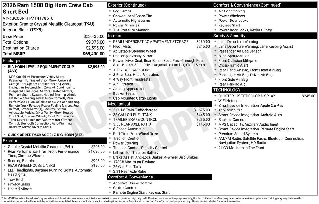2026 RAM 1500 Big Horn/Lone Star