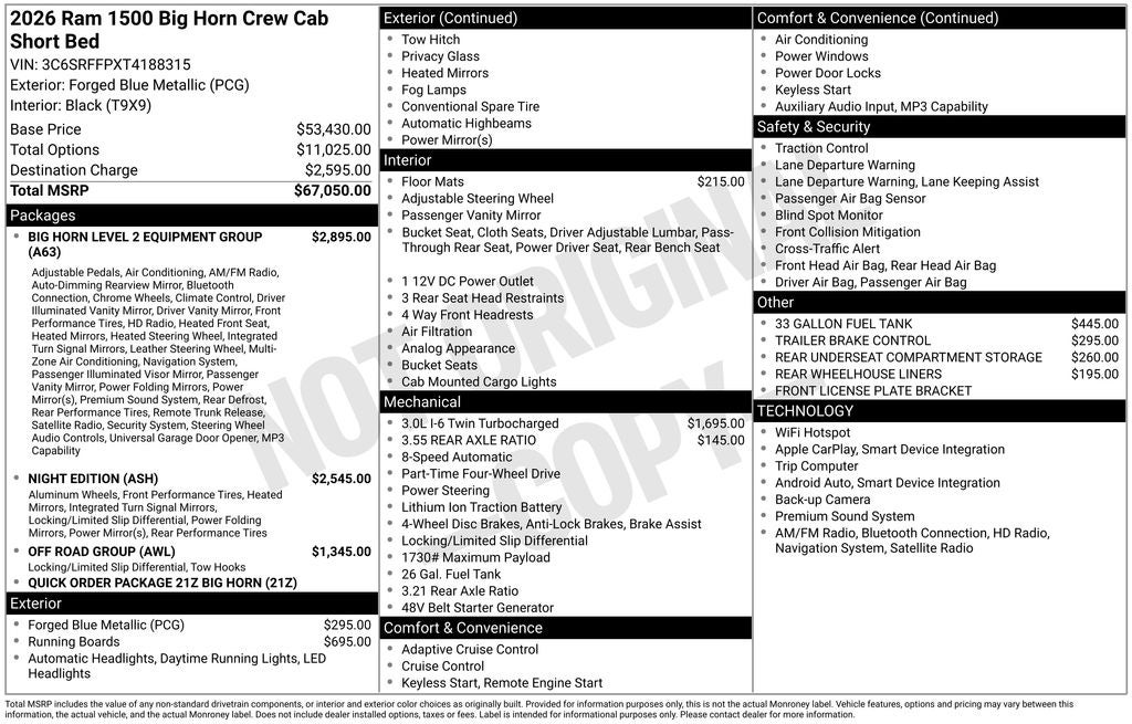 2026 RAM 1500 Big Horn/Lone Star