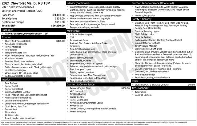 2021 Chevrolet Malibu RS