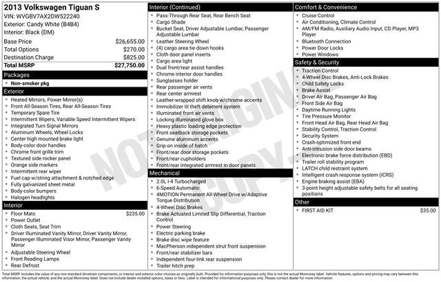 2013 Volkswagen Tiguan S 4Motion